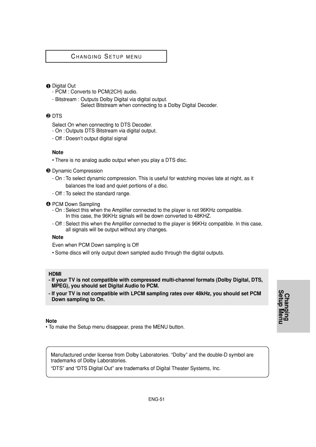 Samsung DVD-HD960 manual Hdmi 