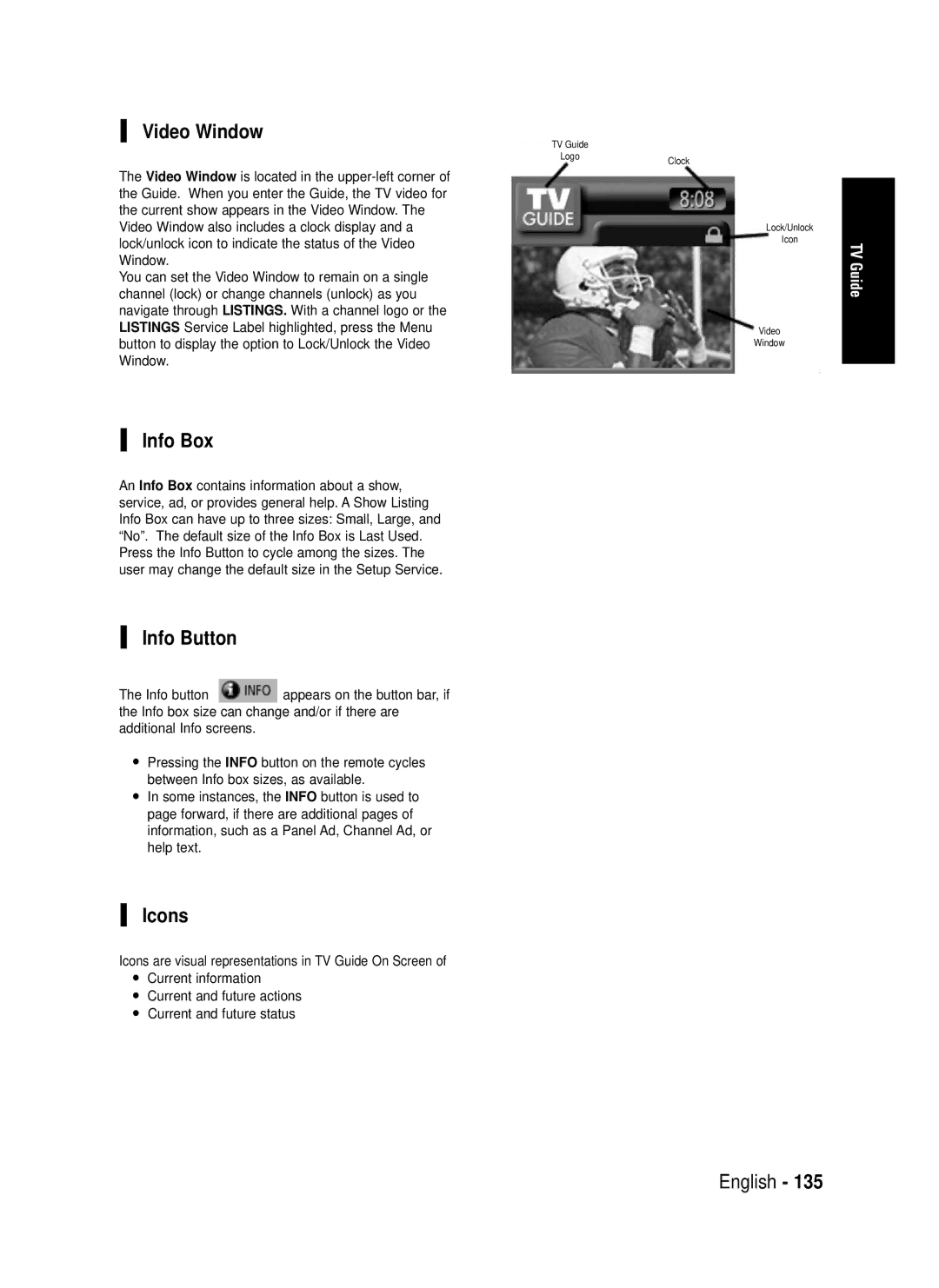 Samsung DVD-HR720 instruction manual Video Window, Info Box, Info Button, Icons 