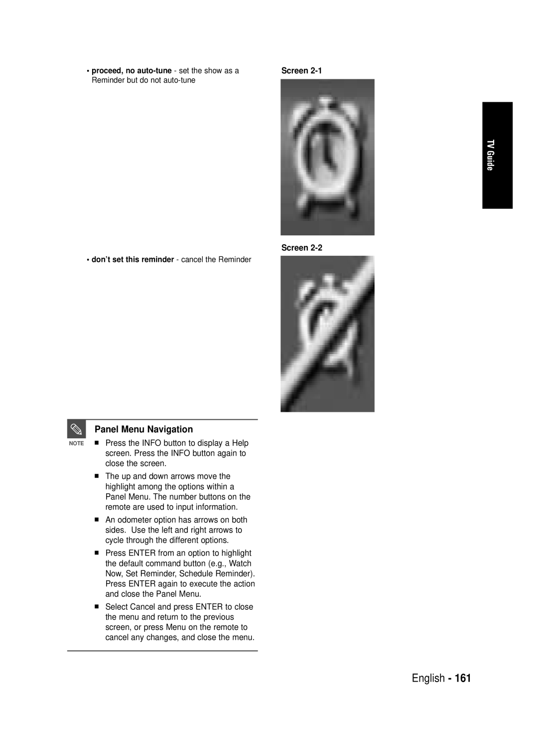 Samsung DVD-HR720 instruction manual Panel Menu Navigation, Don’t set this reminder cancel the Reminder 