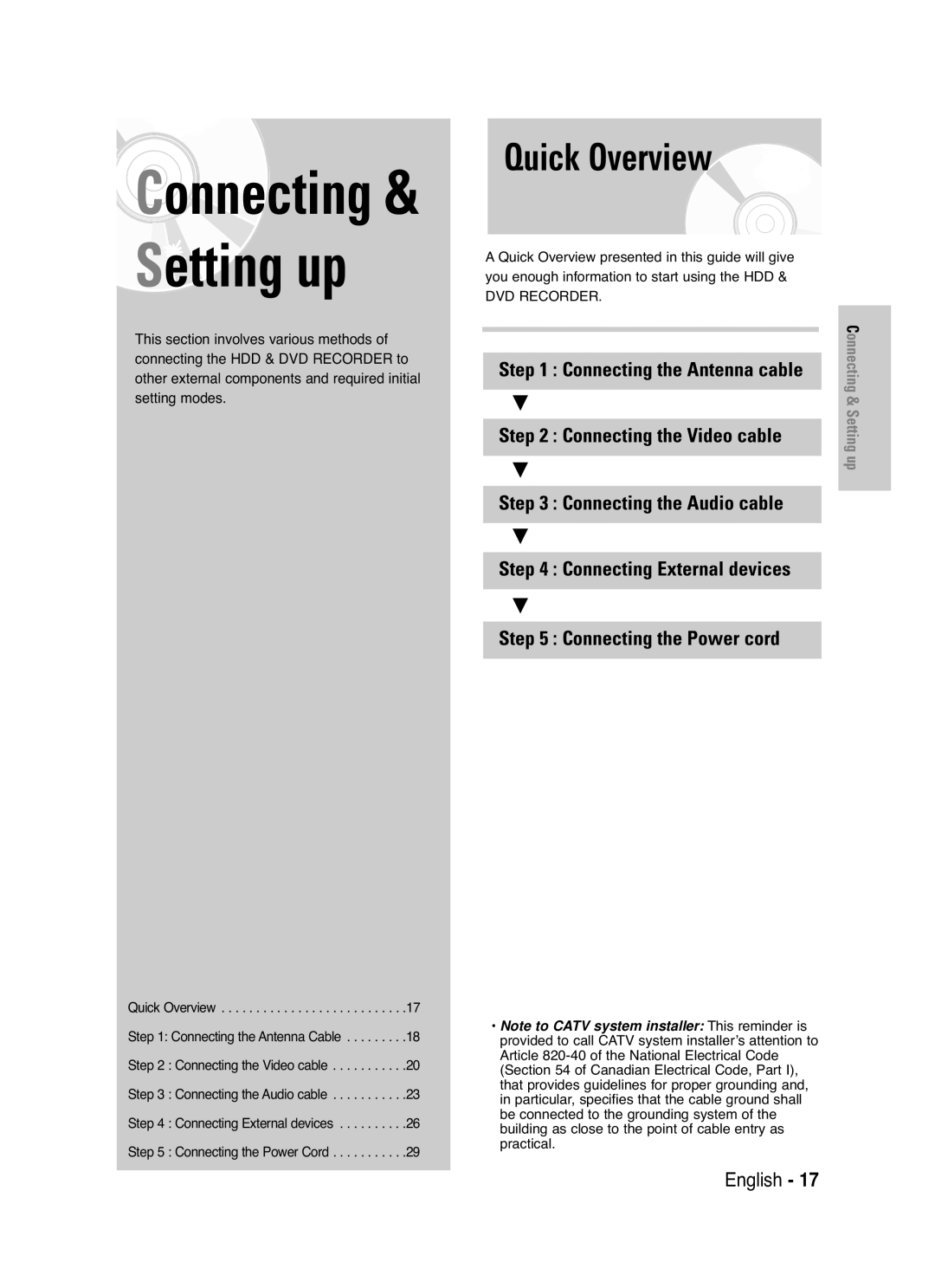 Samsung DVD-HR720 instruction manual Connecting & Setting up, Quick Overview 