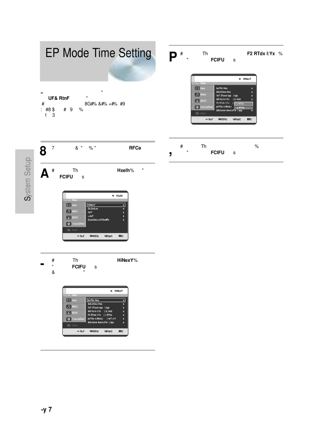 Samsung DVD-HR720 instruction manual EP Mode Time Setting 