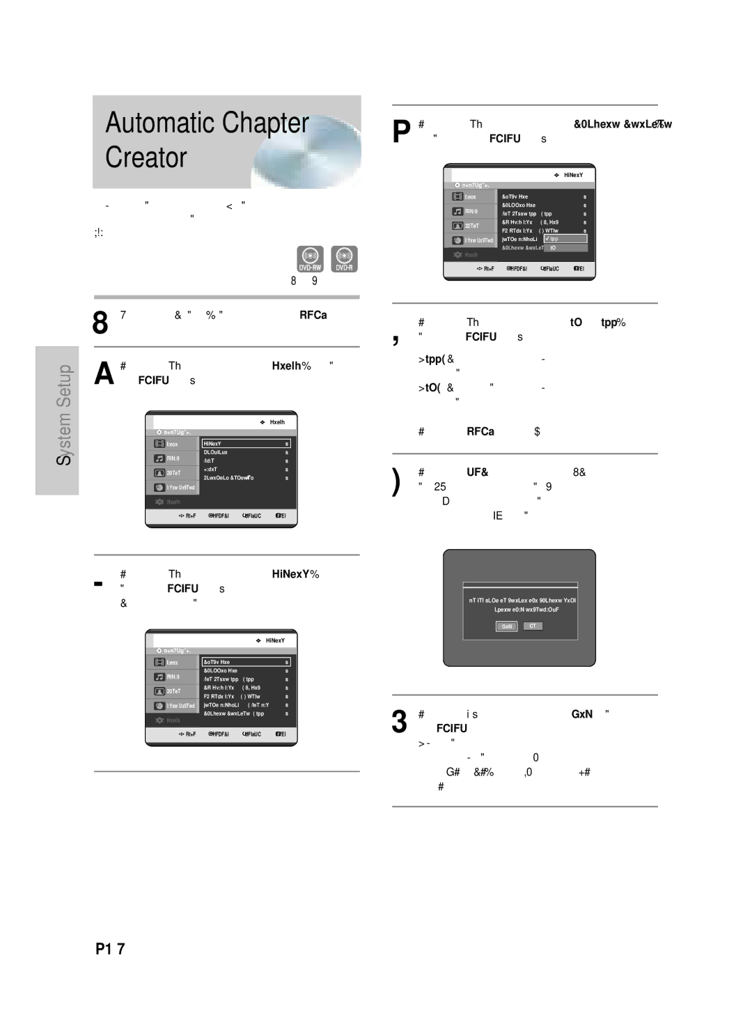 Samsung DVD-HR720 Press the …† buttons to select On or Off , then, Press the œ √ buttons to select Yes and press 