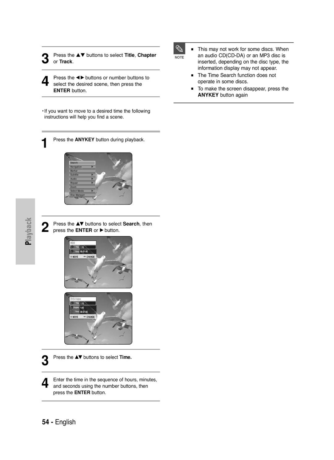 Samsung DVD-HR720 instruction manual An audio CDCD-DA or an MP3 disc is, Information display may not appear, 3or Track 