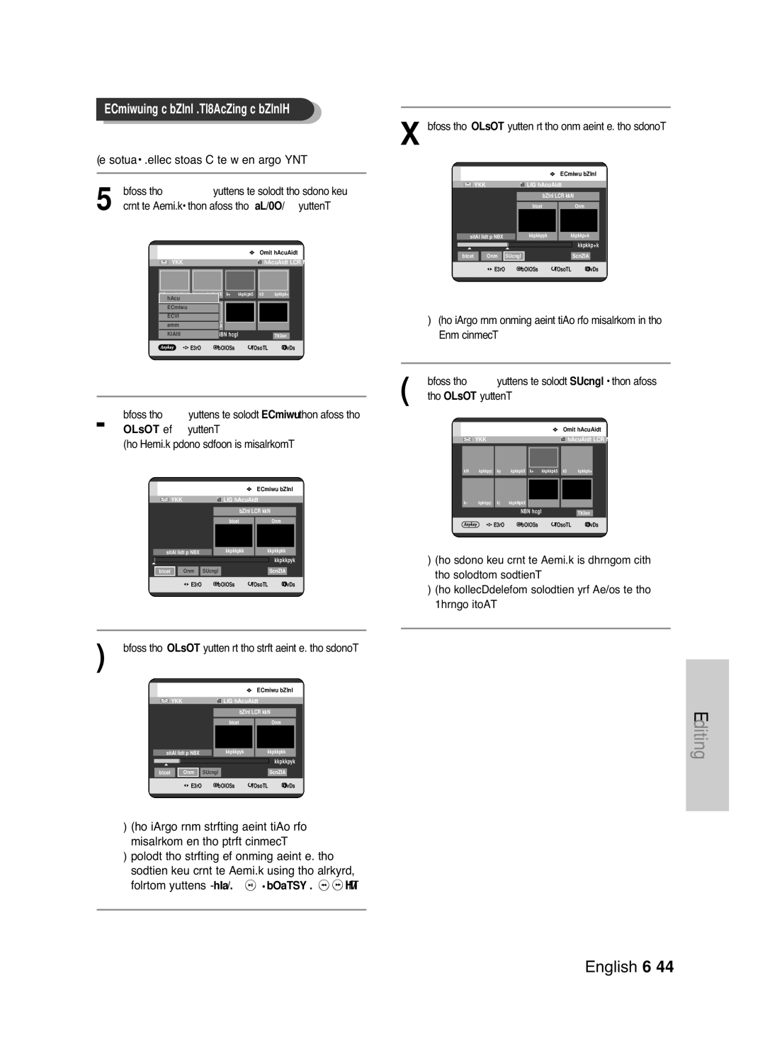 Samsung DVD-HR720 instruction manual To setup, follow steps 1 to 3 on, Or √ button Modify Scene screen is displayed 