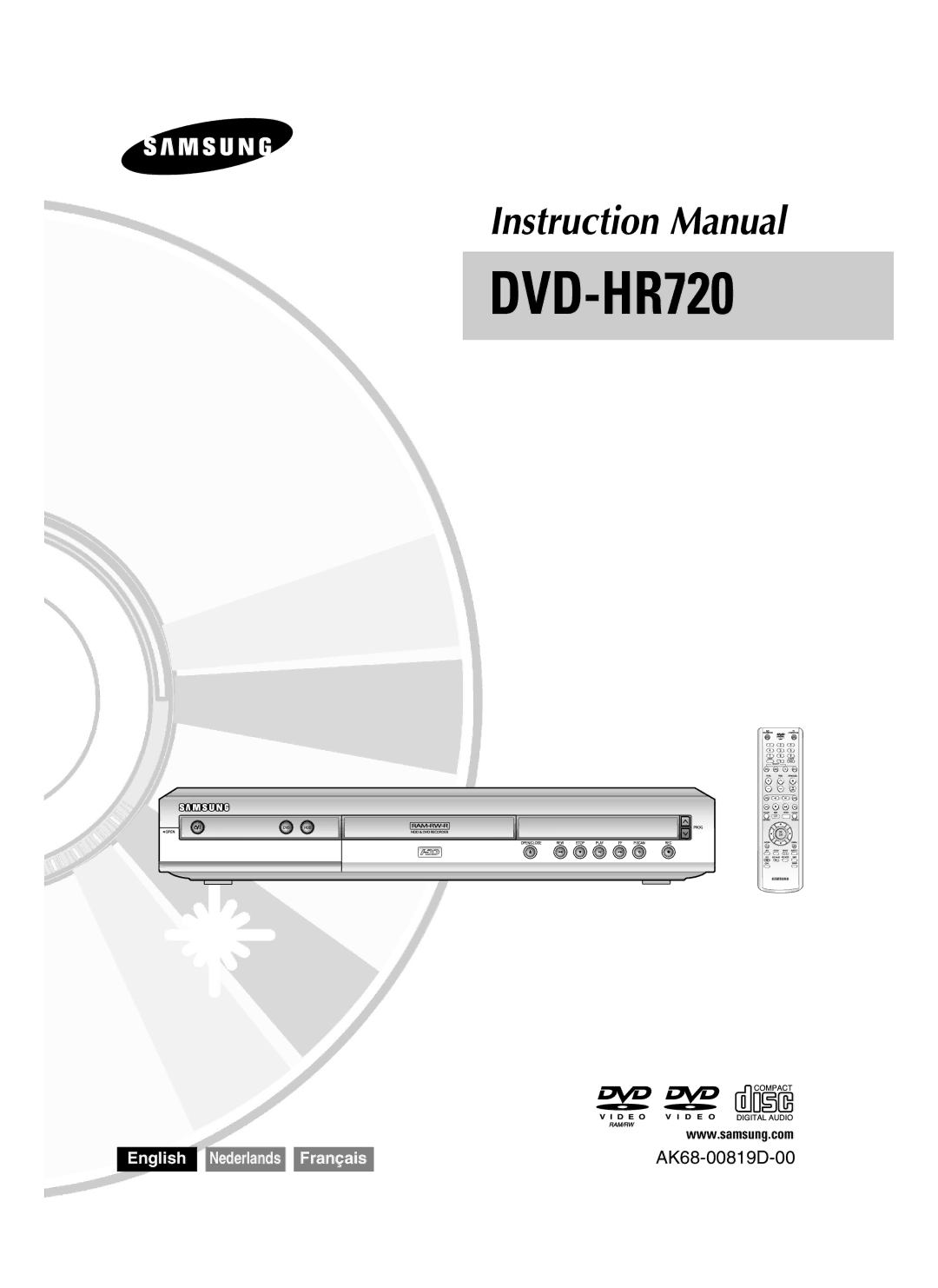 Samsung DVD-HR720/XEF, DVD-HR720P manual 