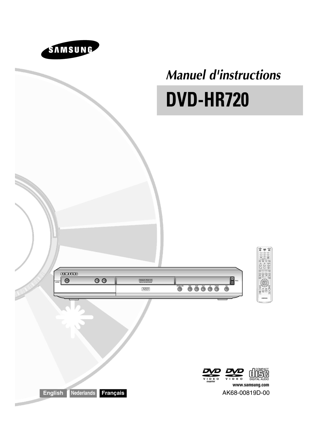 Samsung DVD-HR720P, DVD-HR720/XEF manual Manuel dinstructions 