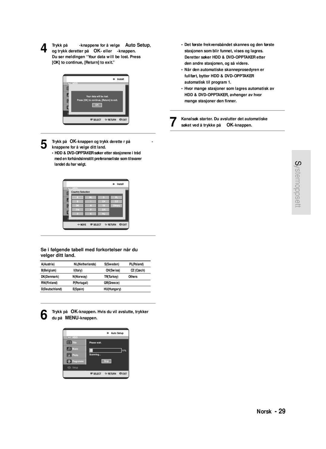 Samsung DVD-HR720/XEE manual Systemoppsett 