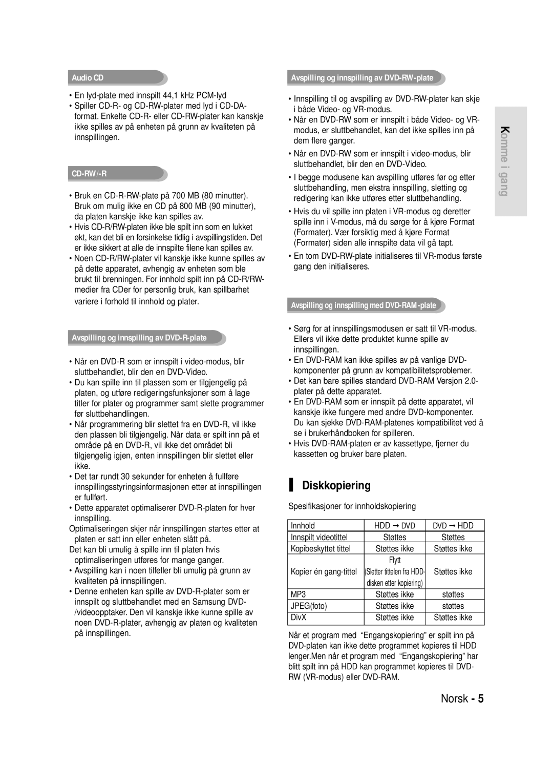 Samsung DVD-HR720/XEE manual Diskkopiering 