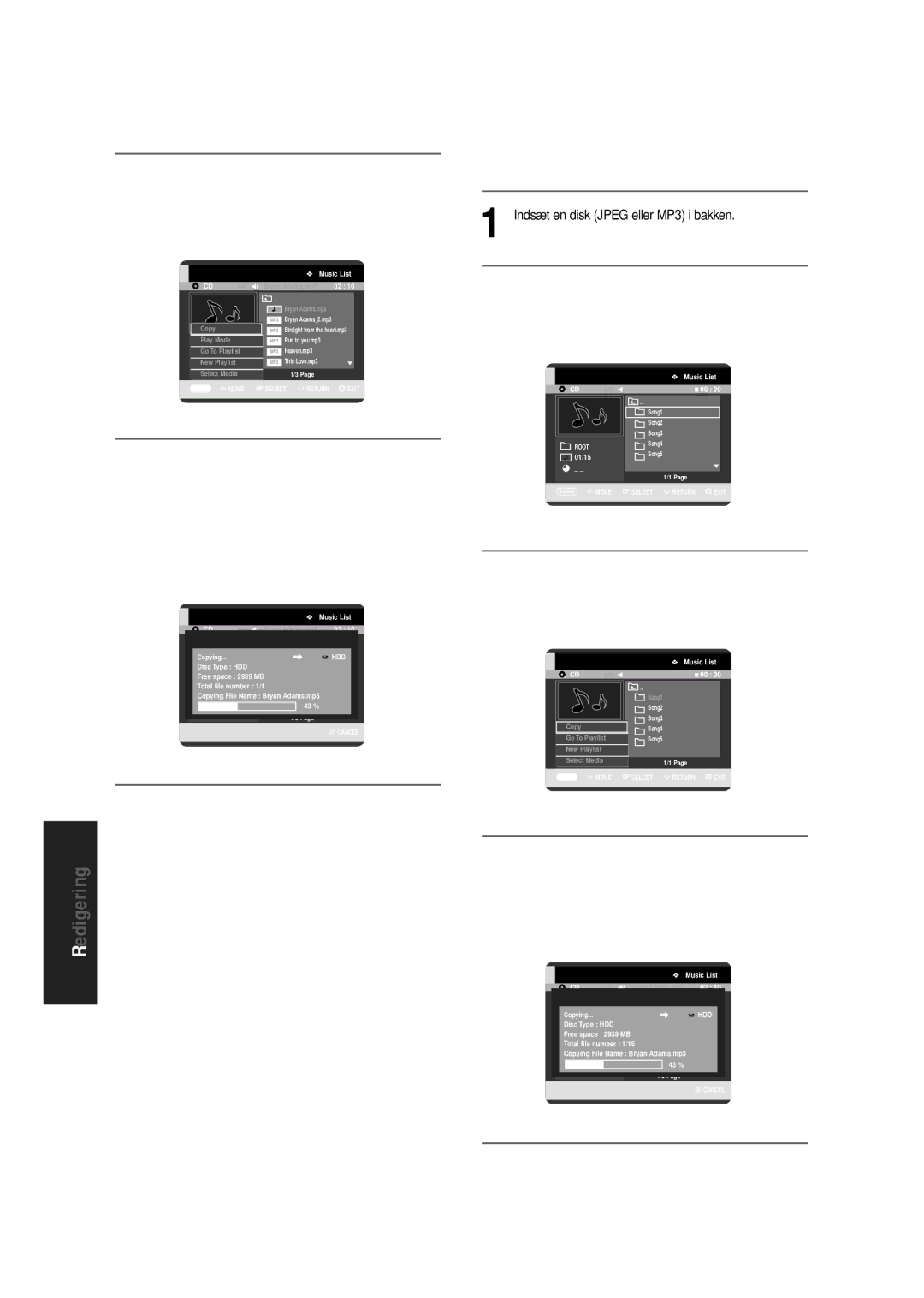 Samsung DVD-HR720/XEE manual Kopiering af mapper, Anykey 