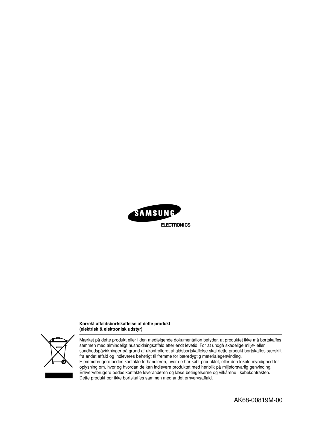 Samsung DVD-HR720/XEE manual AK68-00819M-00 