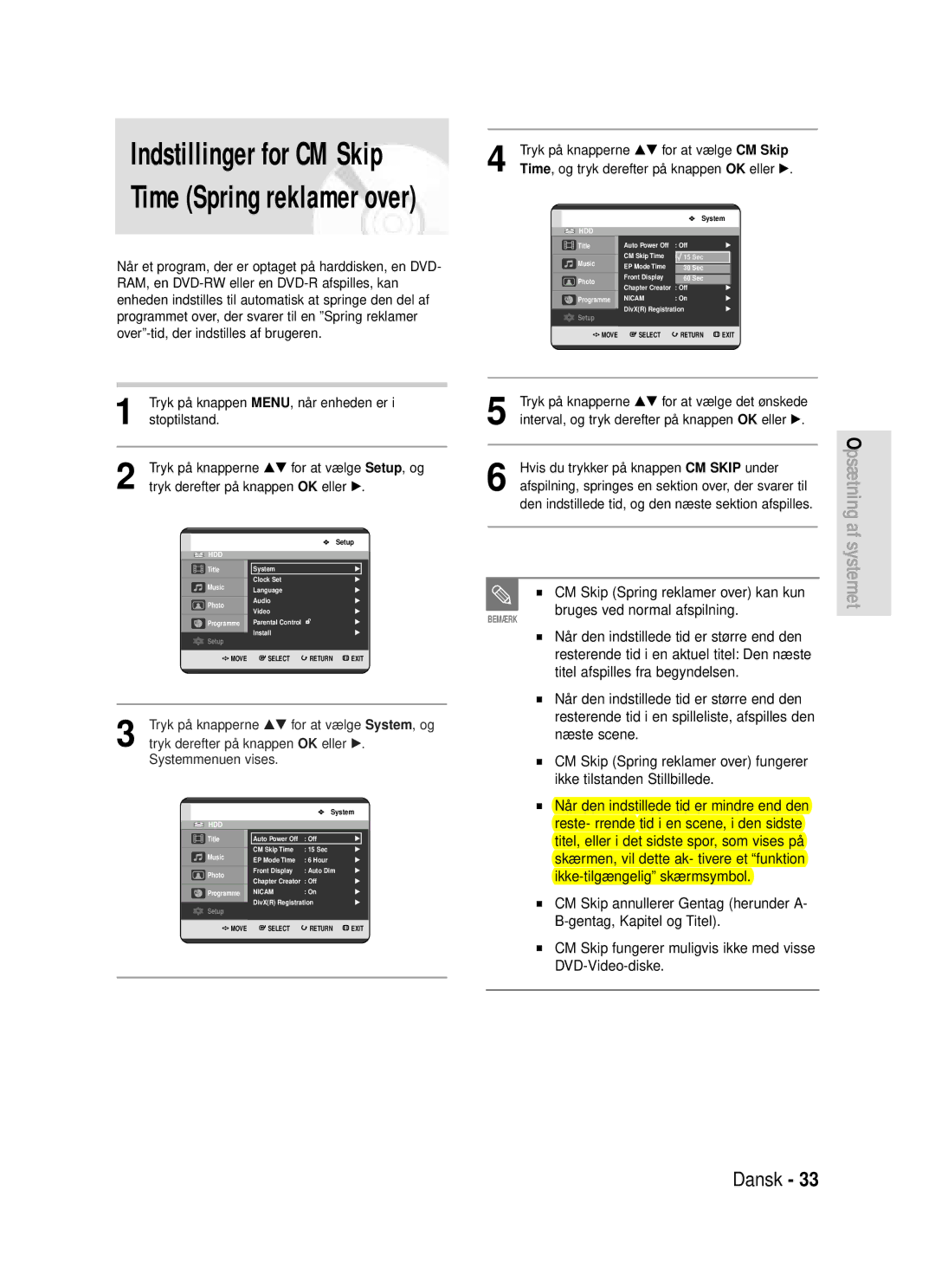 Samsung DVD-HR720/XEE manual Når den indstillede tid er større end den, Titel afspilles fra begyndelsen, Næste scene 