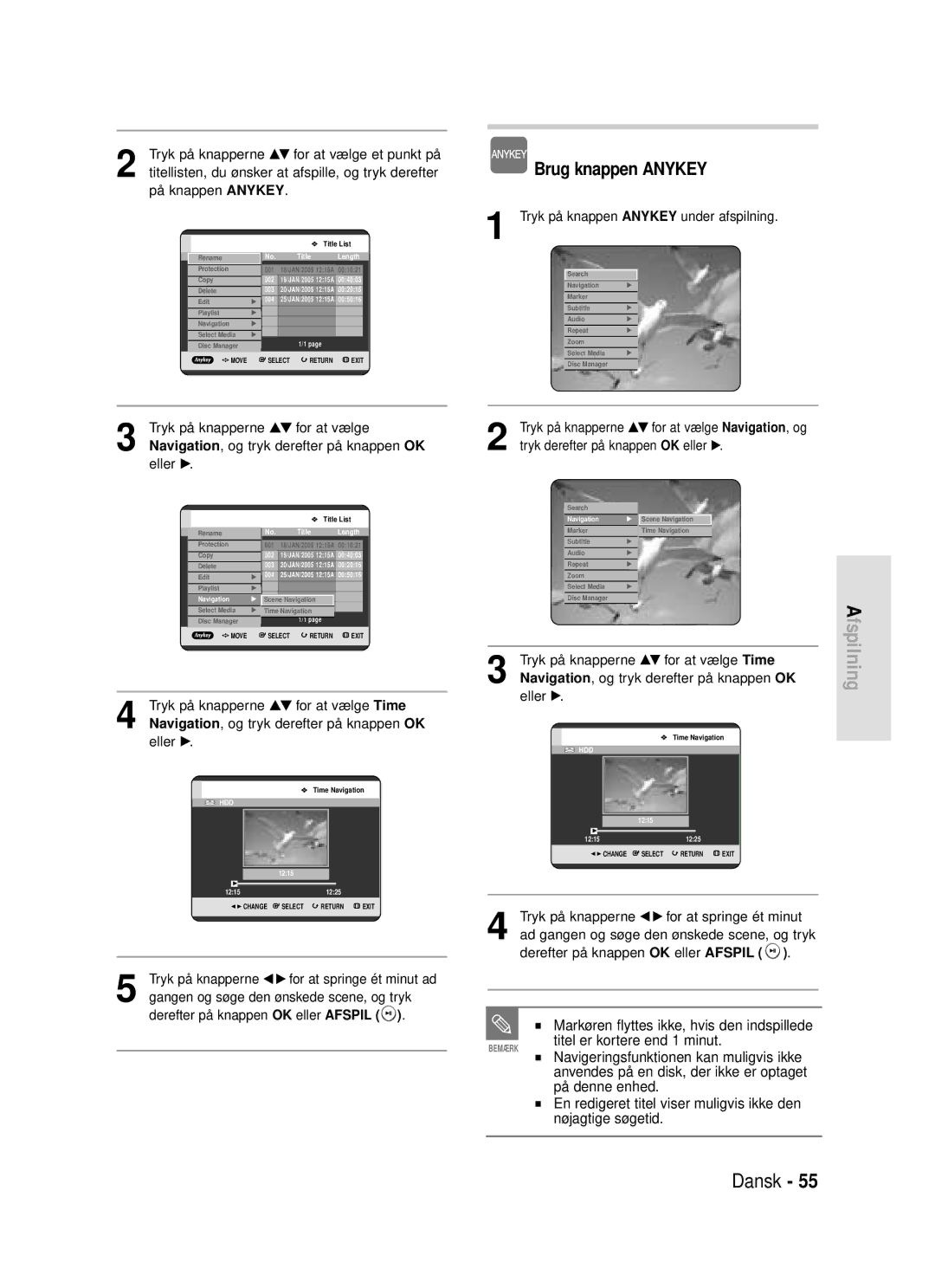 Samsung DVD-HR720/XEE manual Titel er kortere end 1 minut, På denne enhed, Nøjagtige søgetid 