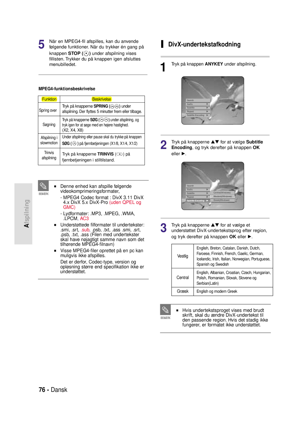 Samsung DVD-HR720/XEE manual DivX-undertekstafkodning 