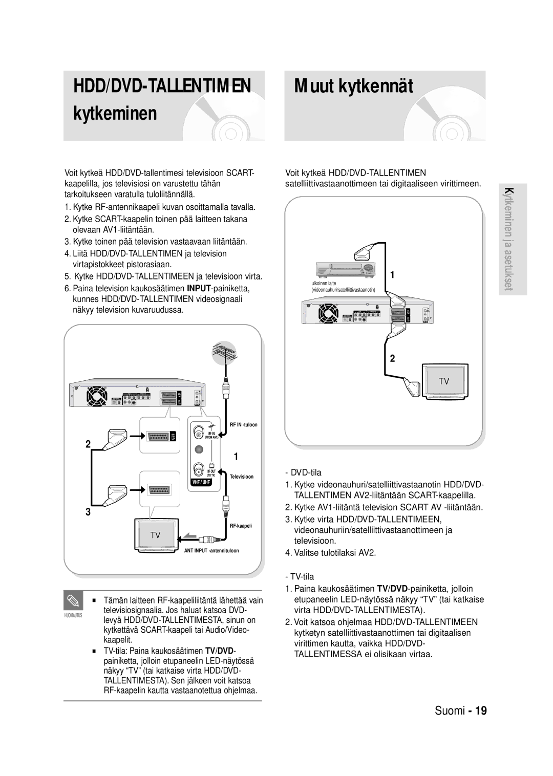 Samsung DVD-HR720/XEE manual Muut kytkennät, DVD-tila 