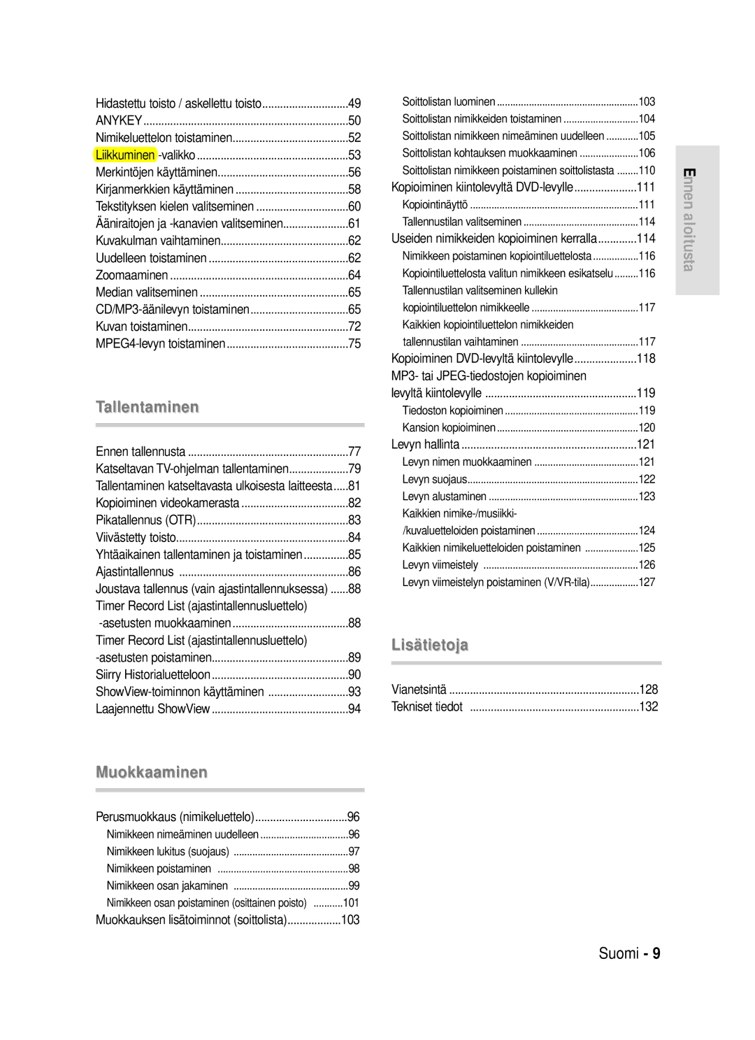 Samsung DVD-HR720/XEE manual 101, Tallennustilan valitseminen kullekin, Kaikkien kopiointiluettelon nimikkeiden 