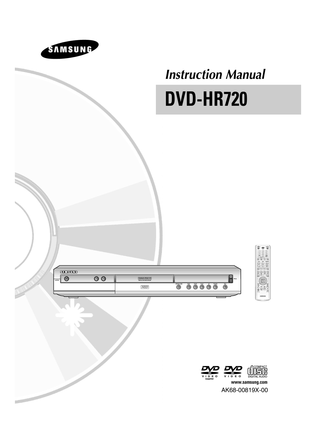 Samsung DVD-HR720/XEF, DVD-HR720/XEG, DVD-HR720/EUR, DVD-HR720/XEV manual 