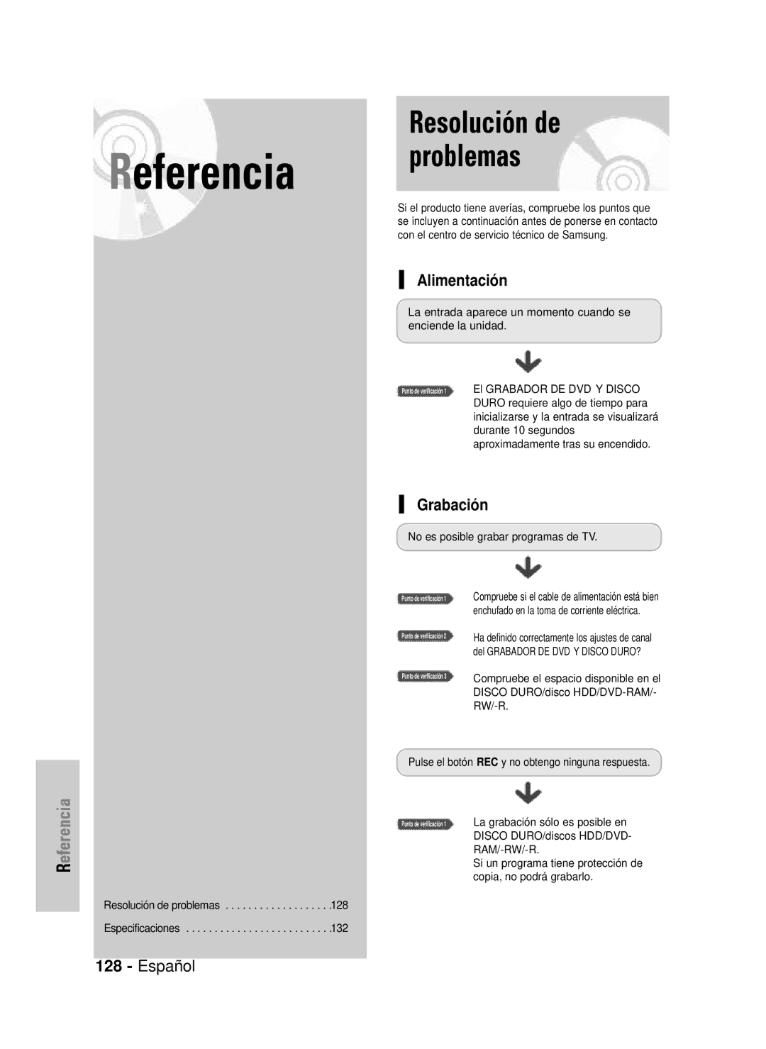 Samsung DVD-HR720/SED, DVD-HR720/XEG, DVD-HR720/XEF, DVD-HR720/XET, DVD-HR720/XEU, DVD-HR720/XEC manual Alimentación, Grabación 