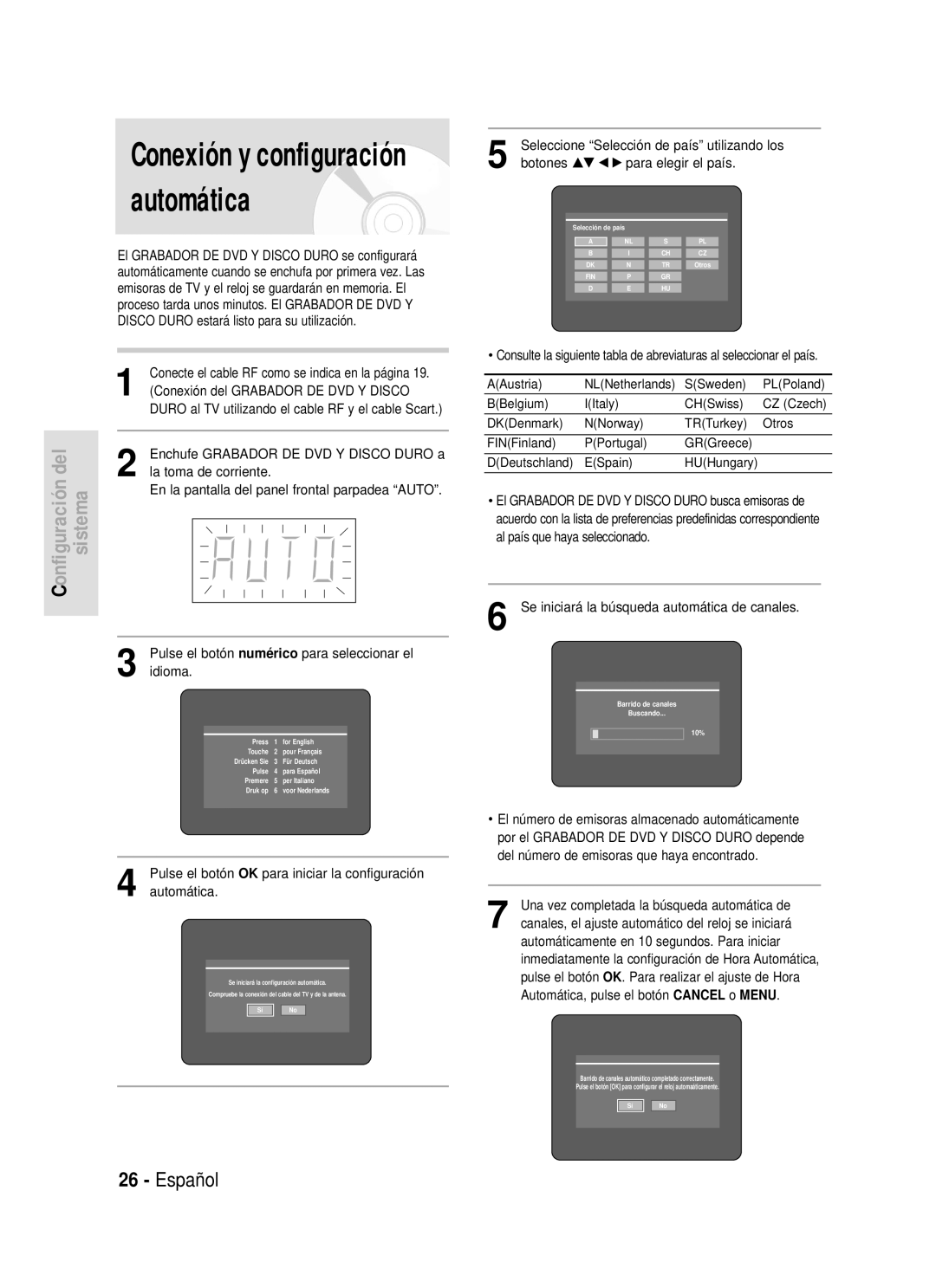 Samsung DVD-HR720/XET, DVD-HR720/XEG manual Conexión del Grabador DE DVD Y Disco, Enchufe Grabador DE DVD Y Disco Duro a 