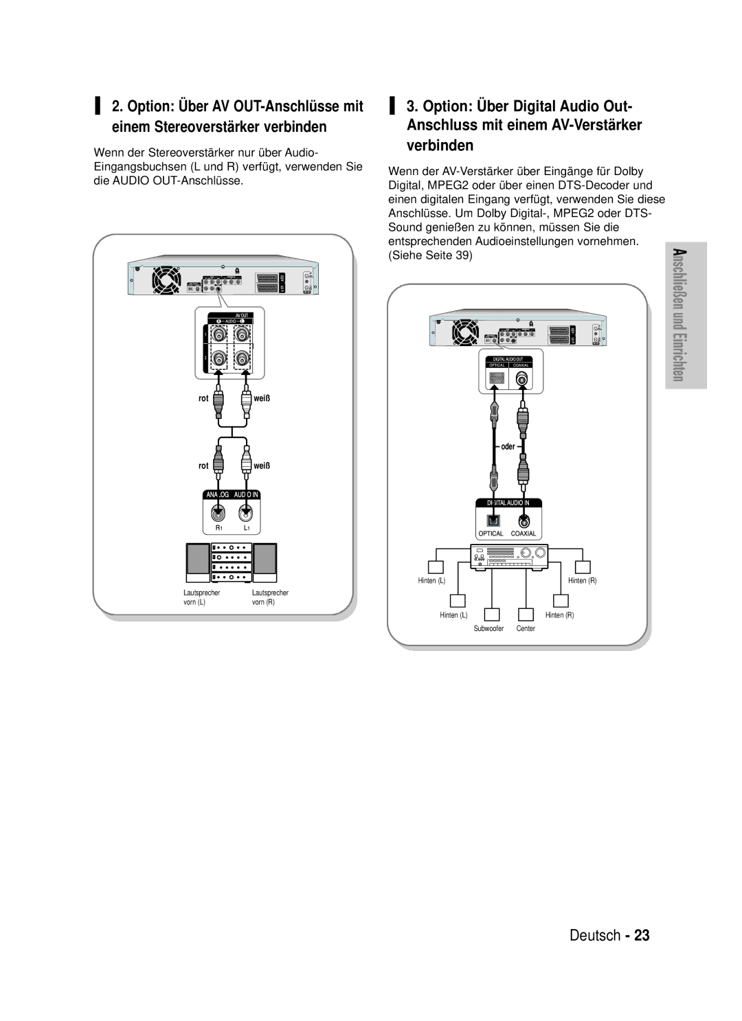 Samsung DVD-HR720/XEF, DVD-HR720/XEG manual Und Einrichten 