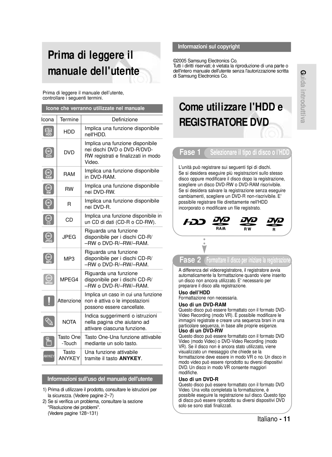 Samsung DVD-HR720/XET Prima di leggere il manuale dellutente, Come utilizzare lHDD e 