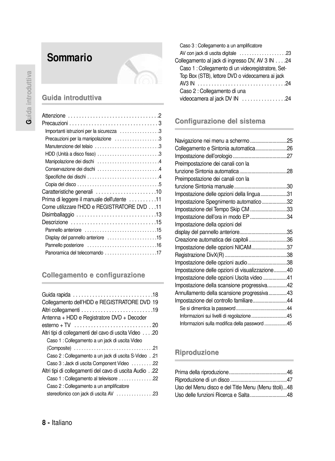 Samsung DVD-HR720/XET Sommario, Altri tipi di collegamenti del cavo di uscita Audio, Caso 1 Collegamento al televisore 