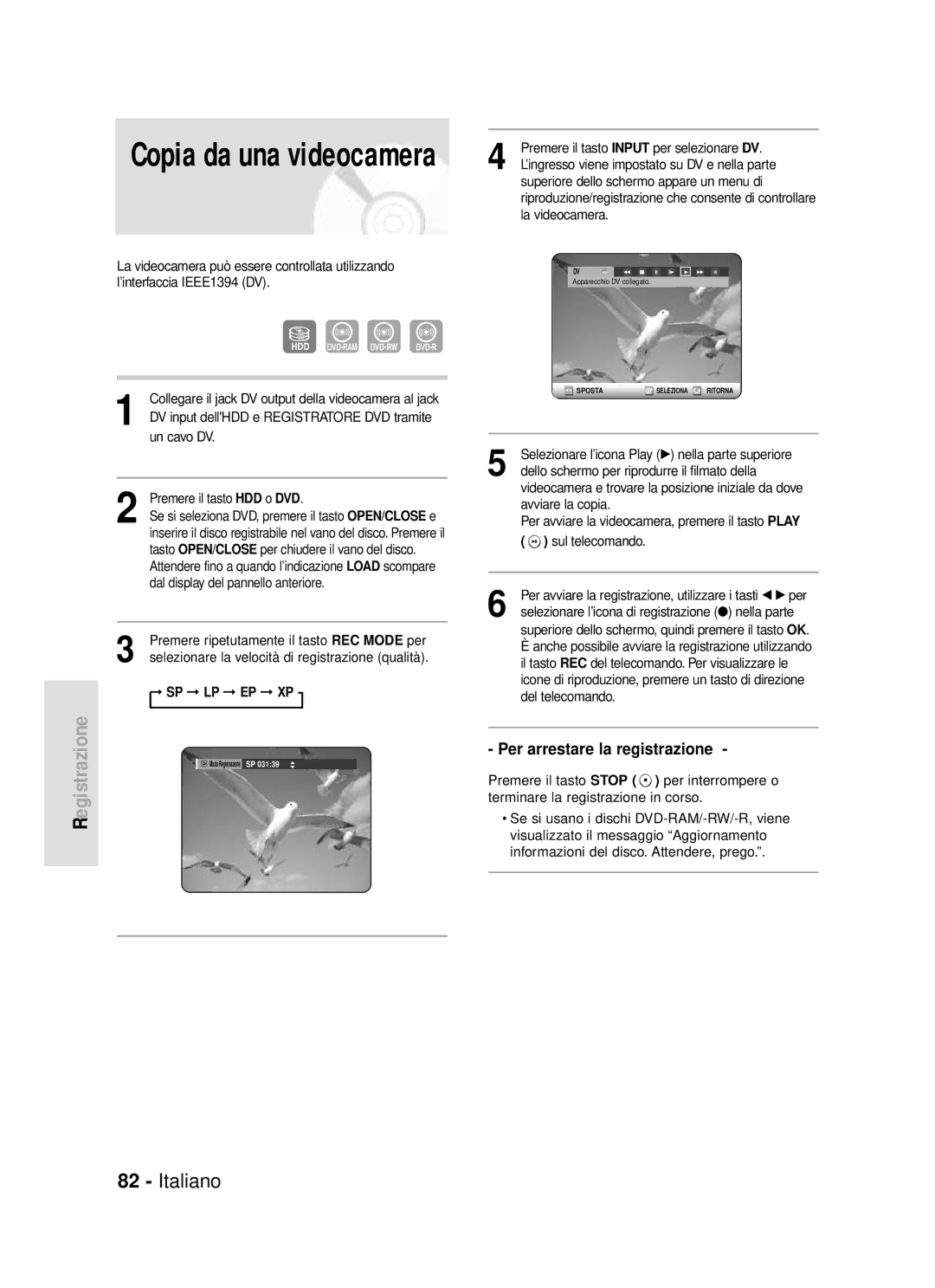 Samsung DVD-HR720/XET manual Copia da una videocamera 