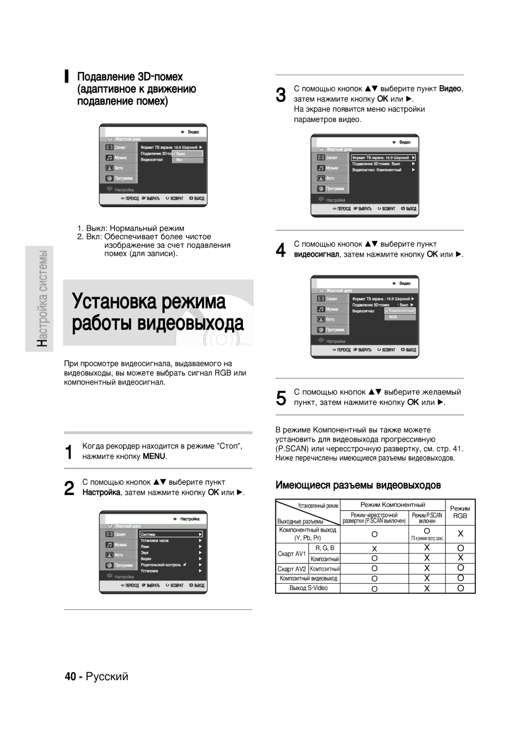 Samsung DVD-HR720/XEV manual 40 êÛÒÒÍËÈ, ÈÓ‰‡‚ÎÂÌËÂ 3D-ÔÓÏÂı ‡‰‡ÔÚË‚ÌÓÂ Í ‰‚ËÊÂÌË˛ ÔÓ‰‡‚ÎÂÌËÂ ÔÓÏÂı 