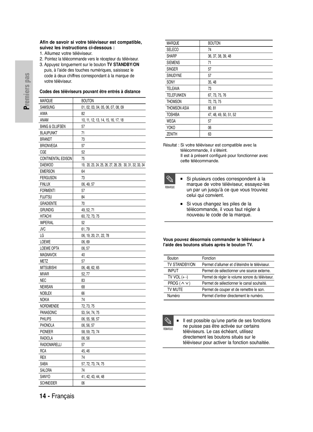 Samsung DVD-HR721/XEF Si plusieurs codes correspondent à la, Un par un jusqu’à ce que vous trouviez, Celui qui convient 