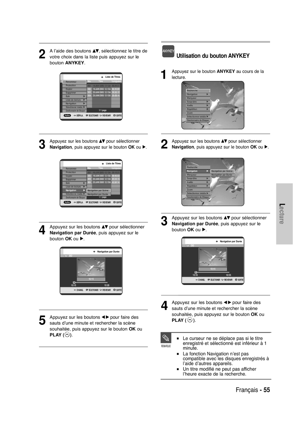 Samsung DVD-HR721/XEF manual Puis appuyez sur le, Bouton OK Ou √, Appuyez sur les boutons œ √ pour faire des 