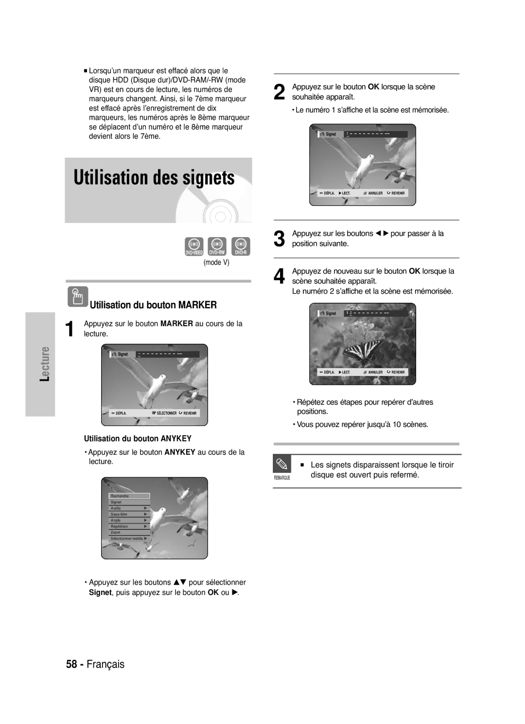 Samsung DVD-HR721/XEF manual Disque est ouvert puis refermé 