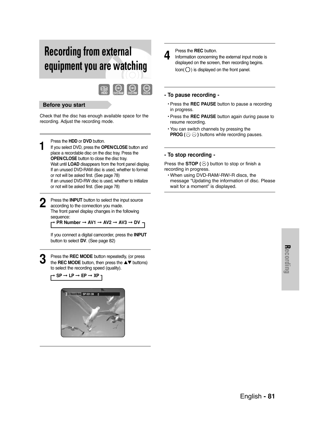 Samsung DVD-HR721/EUR, DVD-HR721/XEG manual Before you start 