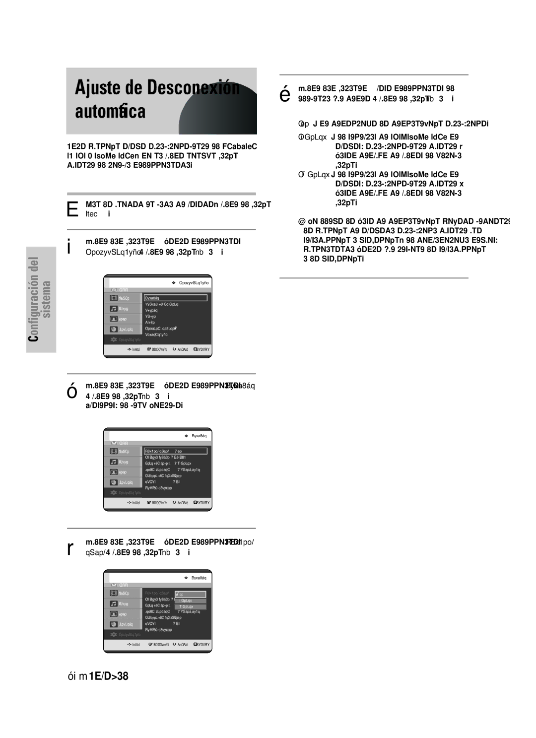 Samsung DVD-HR721/XEG Ajuste de Desconexión automática, Con la unidad en modo de parada, pulse el botón, Configuración 