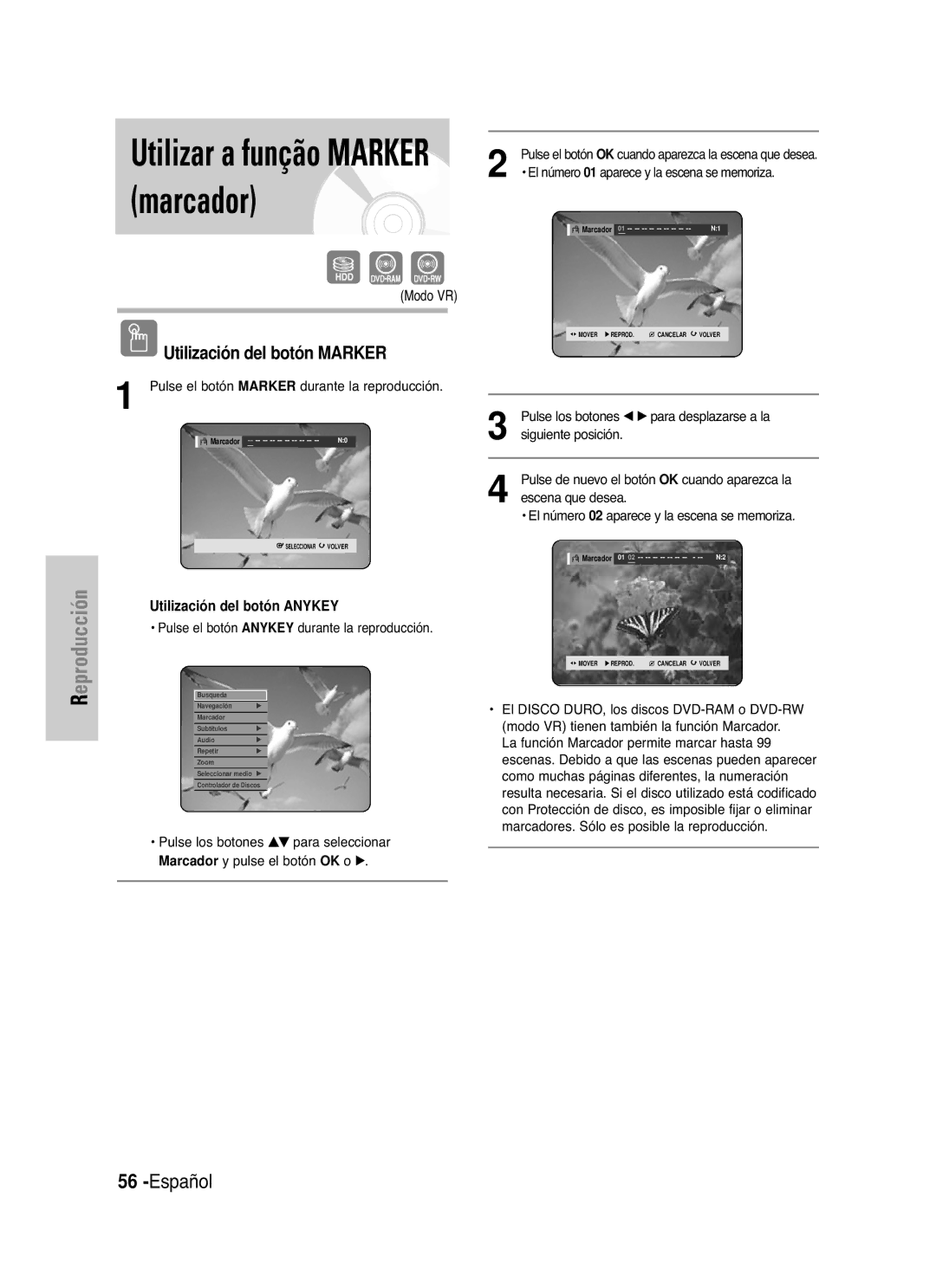 Samsung DVD-HR721/XEG Durante la reproducción, Aparece y la escena se memoriza, Siguiente posición, Cuando aparezca la 