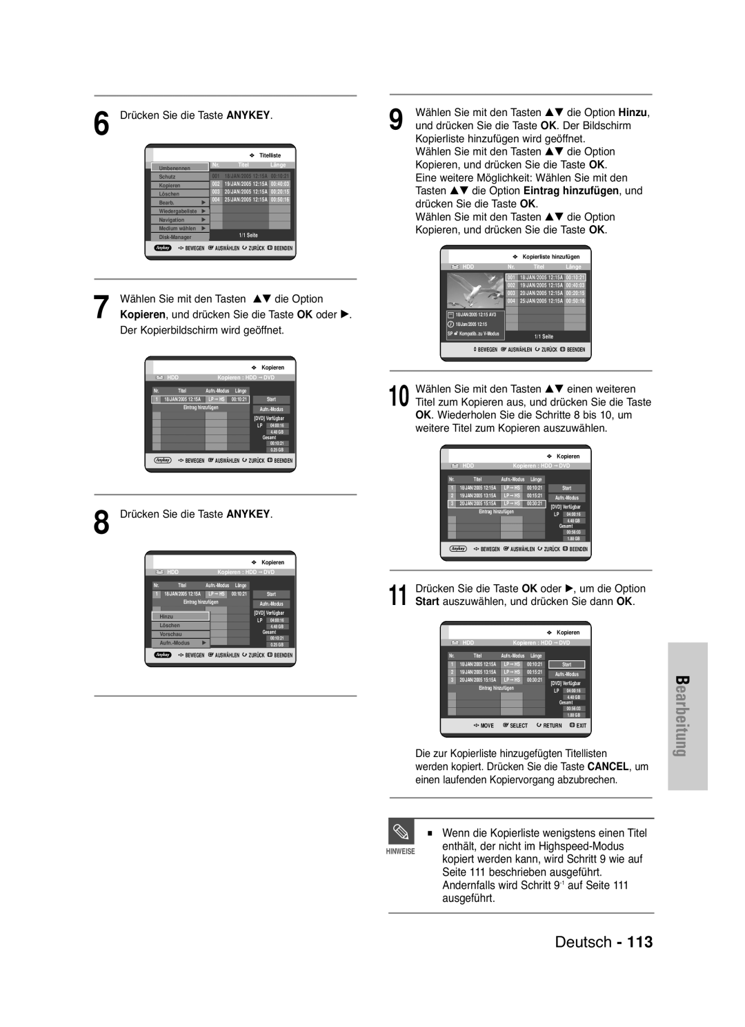 Samsung DVD-HR721/XEG manual Seite 111 beschrieben ausgeführt, Andernfalls wird Schritt 9-1auf Seite, Ausgeführt 