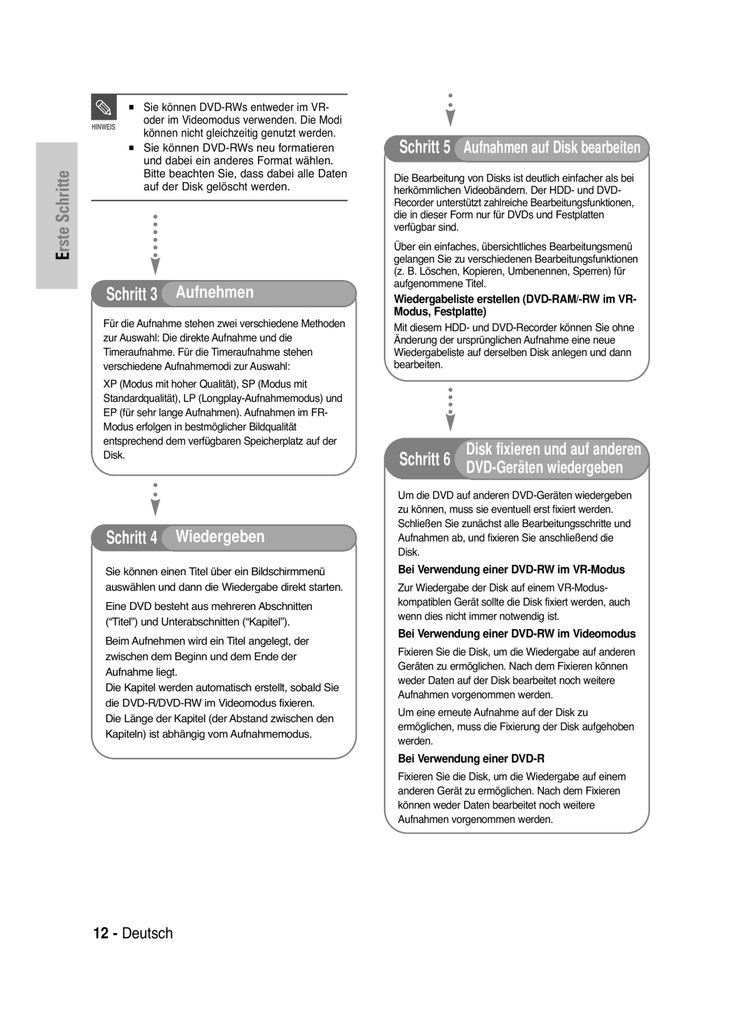 Samsung DVD-HR721/XEG manual Auf der Disk gelöscht werden 