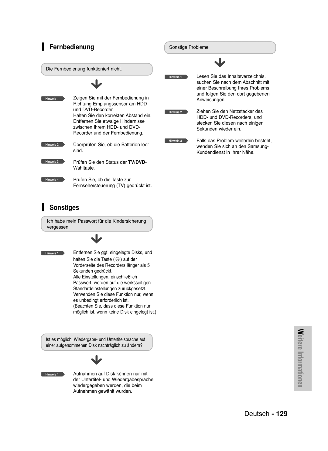 Samsung DVD-HR721/XEG manual Sonstiges 