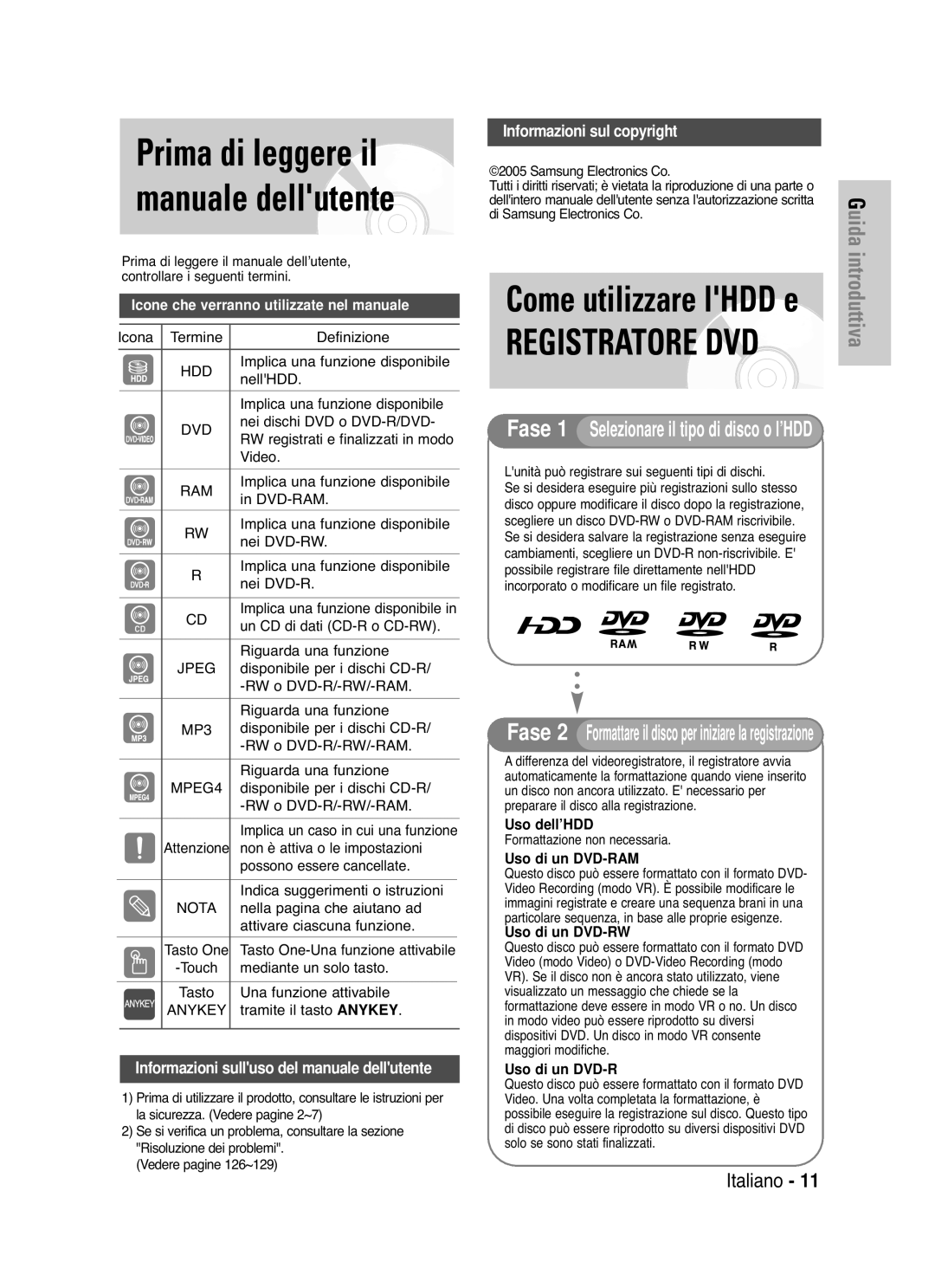 Samsung DVD-HR721/XET Prima di leggere il manuale dellutente 