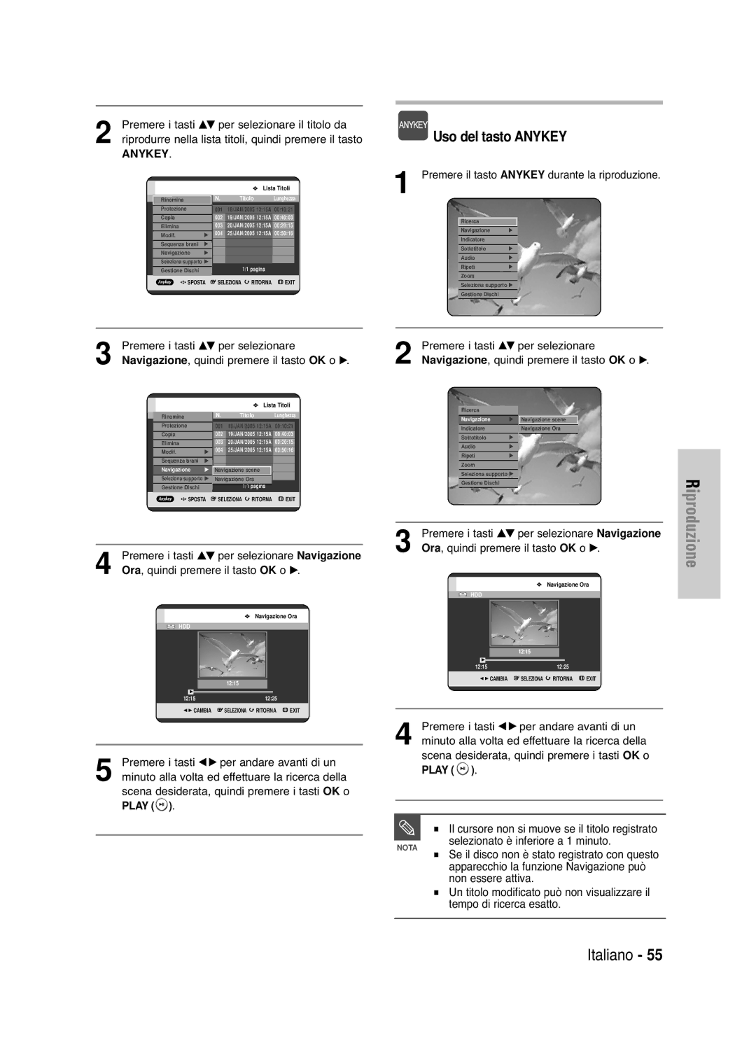 Samsung DVD-HR721/XET manual Selezionato è inferiore a 1 minuto, Non essere attiva, Tempo di ricerca esatto 