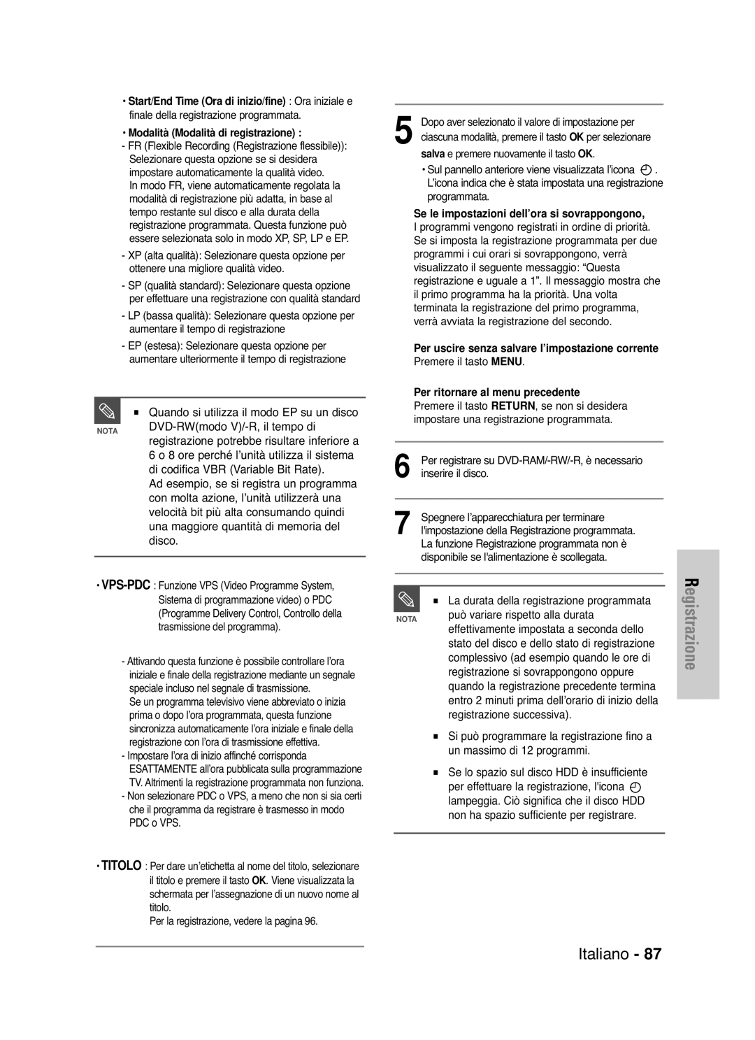 Samsung DVD-HR721/XET manual DVD-RWmodo V/-R, il tempo di, Di codifica VBR Variable Bit Rate, Disco 