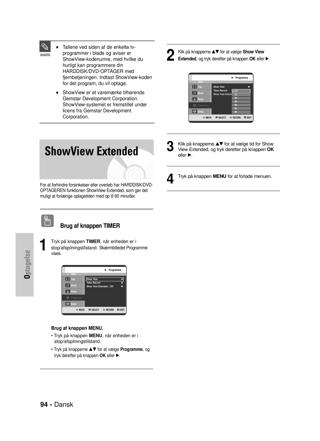 Samsung DVD-HR725/XEE manual ShowView Extended 