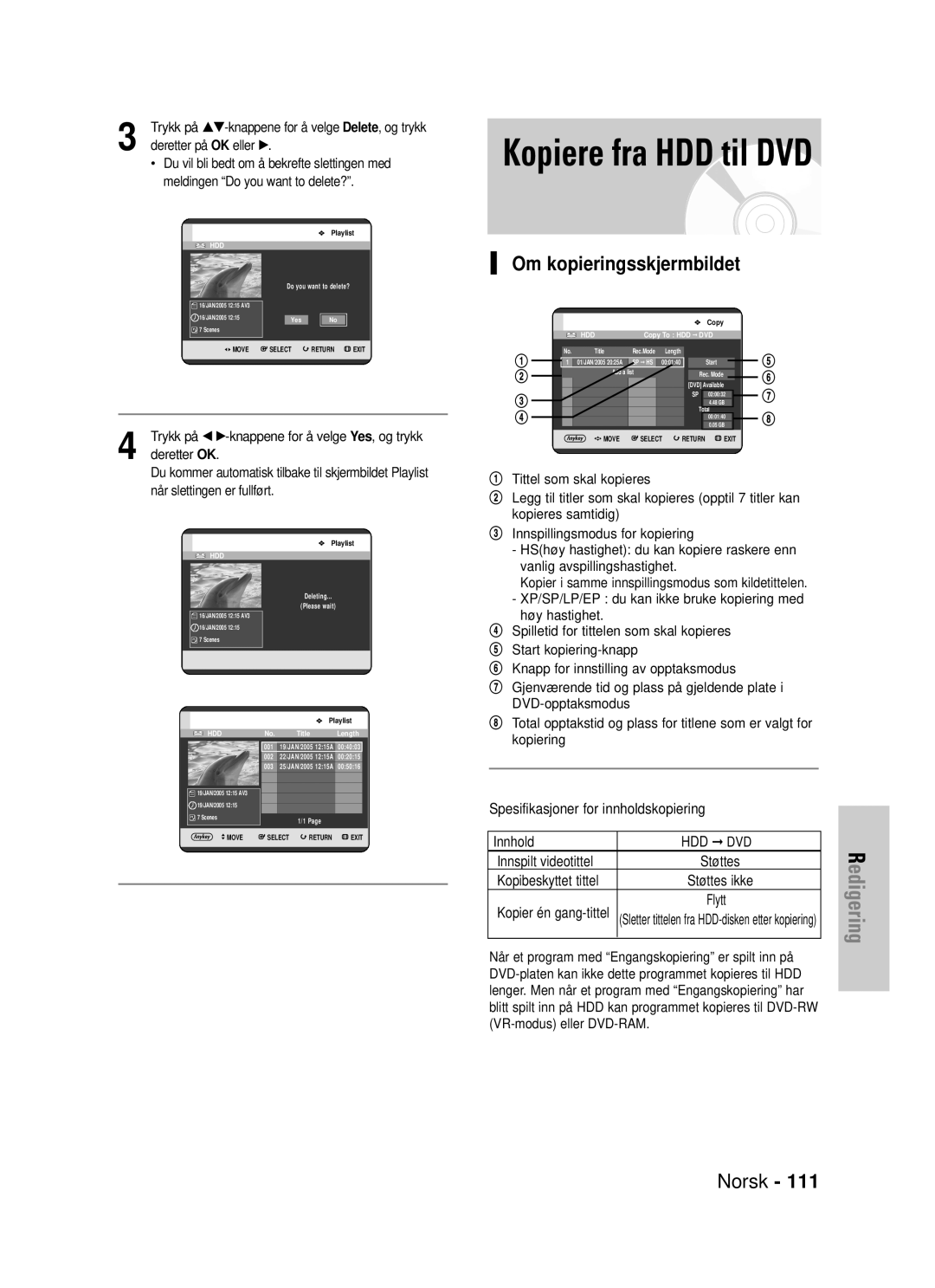 Samsung DVD-HR725/XEE manual Om kopieringsskjermbildet, Kopibeskyttet tittel 