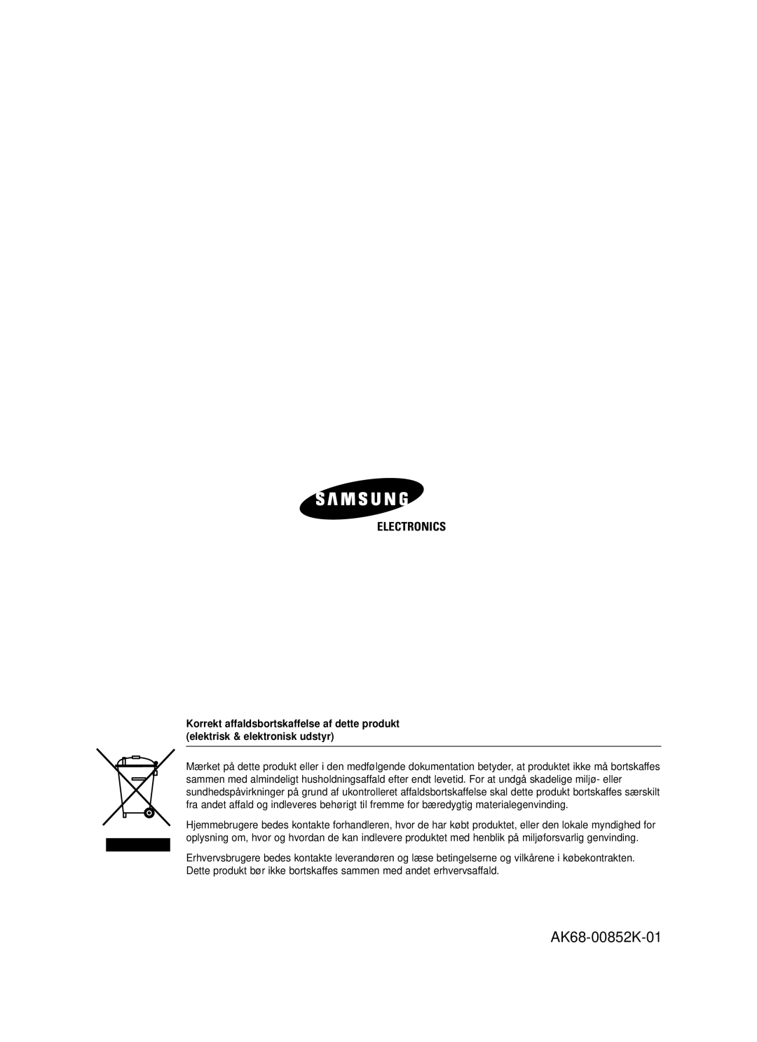 Samsung DVD-HR725/XEE manual AK68-00852K-01 