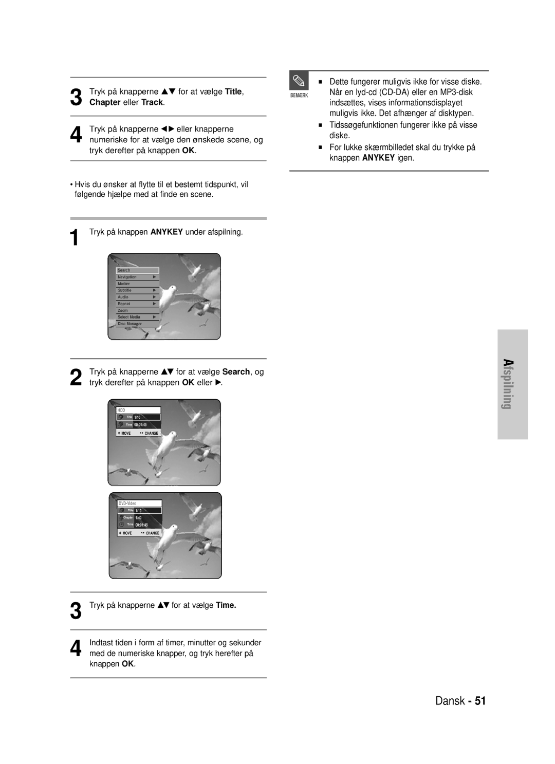 Samsung DVD-HR725/XEE manual Indsættes, vises informationsdisplayet, Muligvis ikke. Det afhænger af disktypen 