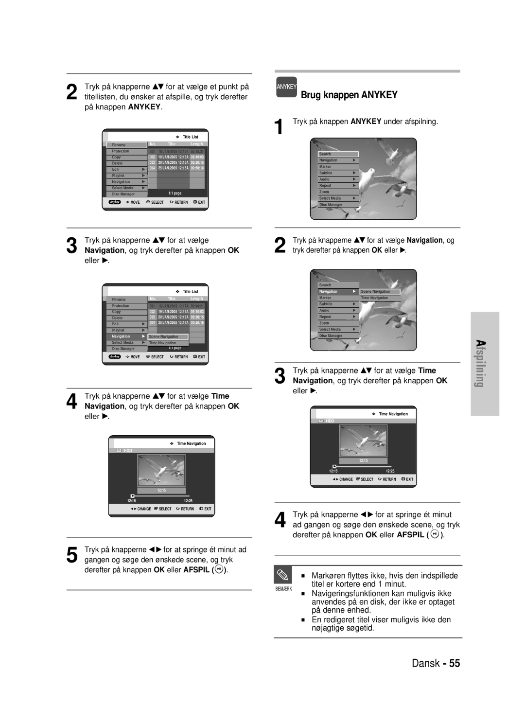 Samsung DVD-HR725/XEE manual Titel er kortere end 1 minut, På denne enhed, Nøjagtige søgetid 