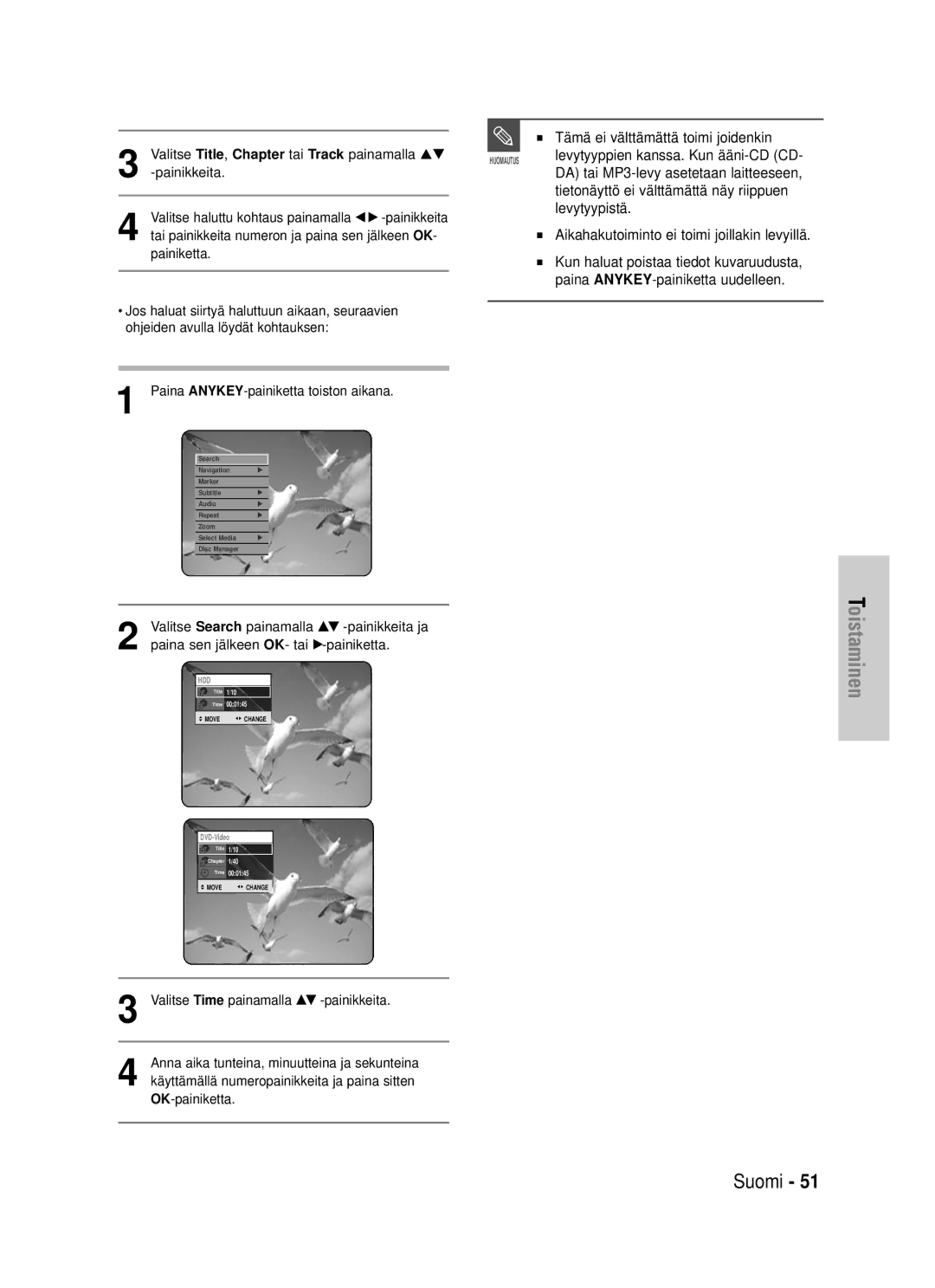 Samsung DVD-HR725/XEE manual Tämä ei välttämättä toimi joidenkin, Levytyyppien kanssa. Kun ää ni-CD CD, Levytyypistä 