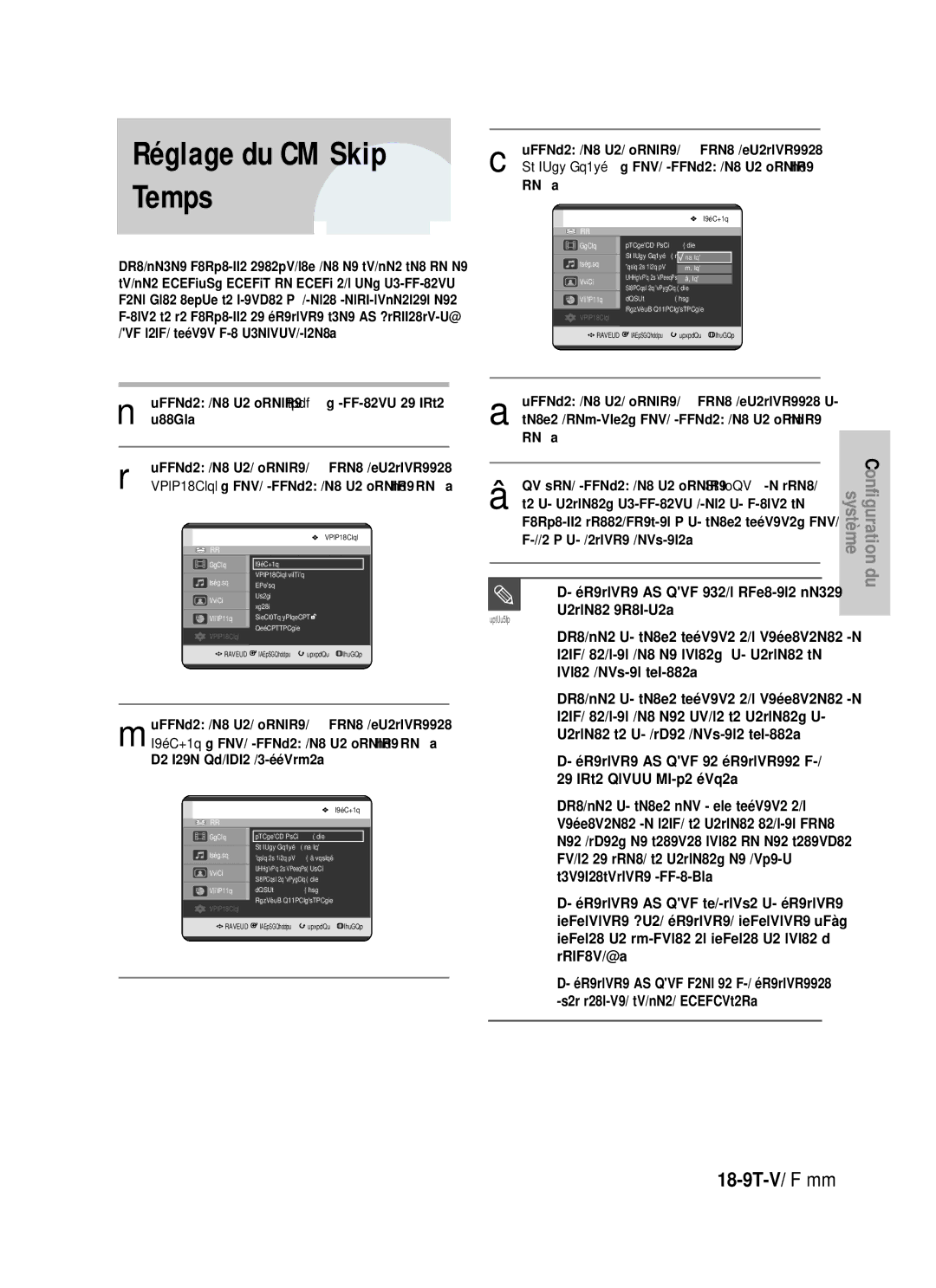 Samsung DVD-HR725P, DVD-HR725/XEF manual Réglage du CM Skip Temps 