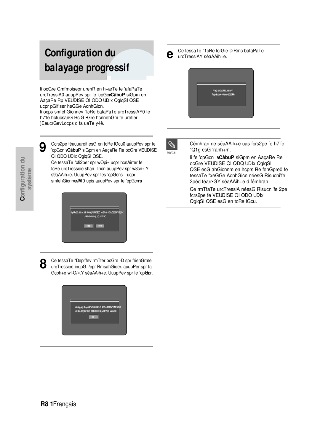 Samsung DVD-HR725/XEF, DVD-HR725P manual Configuration du balayage progressif 