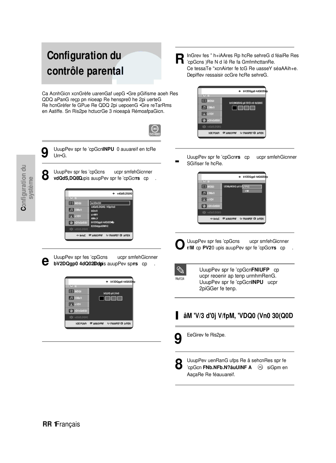 Samsung DVD-HR725/XEF Configuration du contrôle parental, Si vous avez oublié votre code secret, Bouton RECHERCHE/SAUTER 