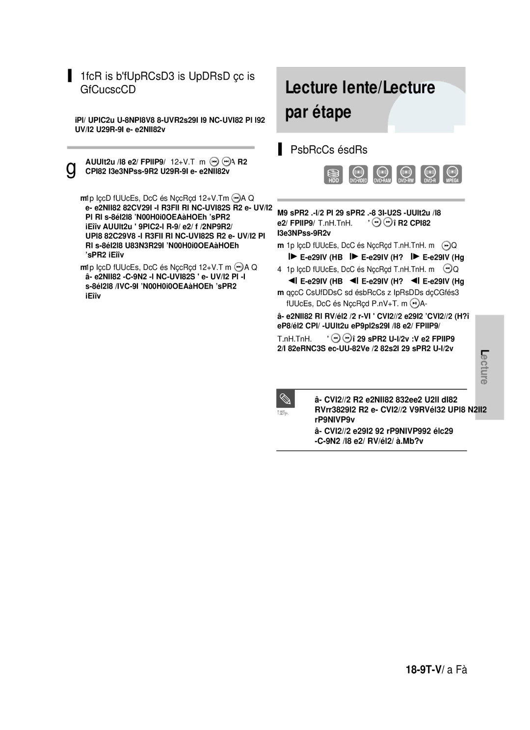 Samsung DVD-HR725P, DVD-HR725/XEF manual Par étape, Saut de chapitres, de pistes ou de, Marqueurs, Lecture lente 