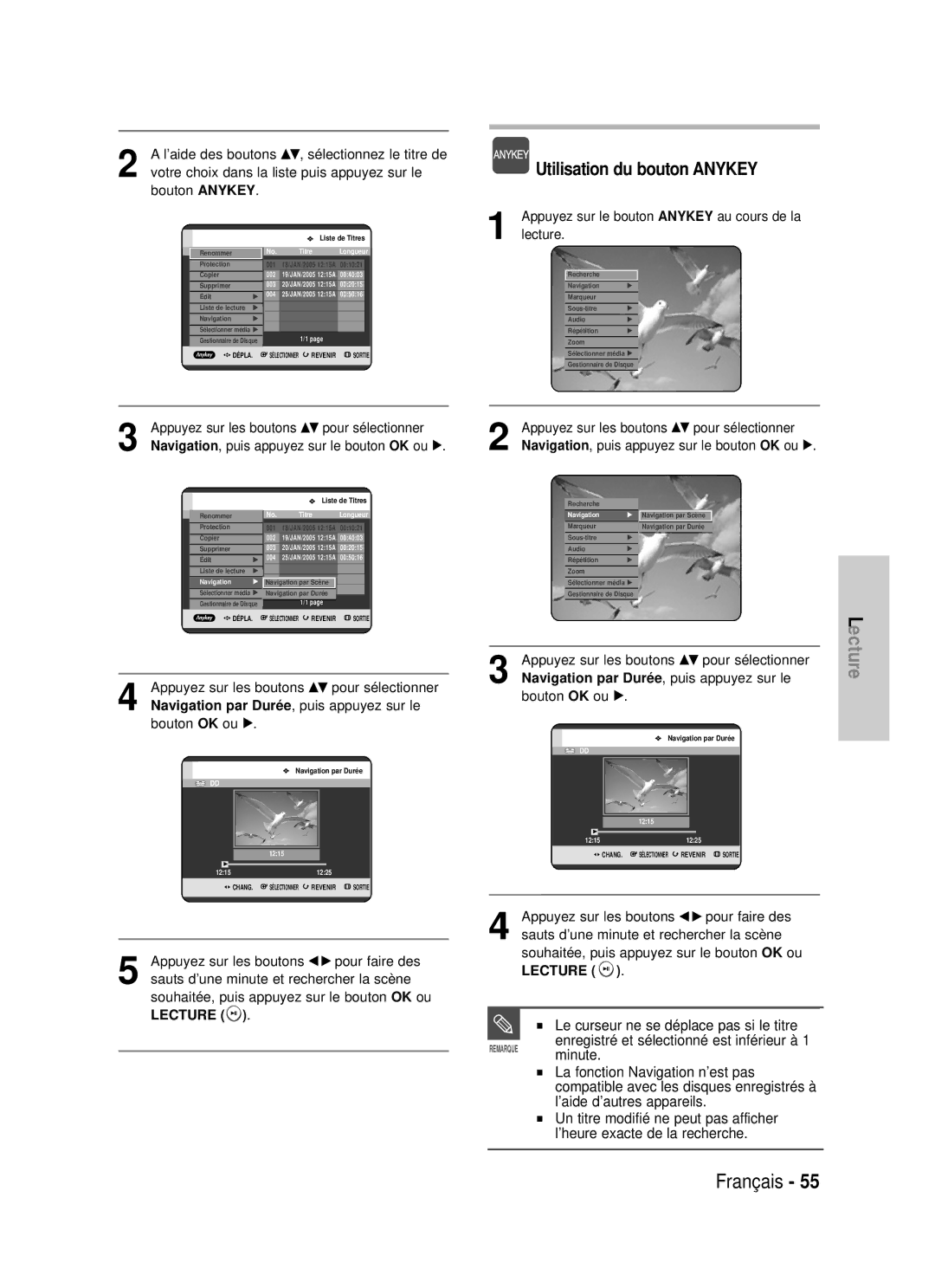 Samsung DVD-HR725P, DVD-HR725/XEF manual Appuyez sur le bouton OK ou √, Puis appuyez sur le, √ pour faire des, Les 